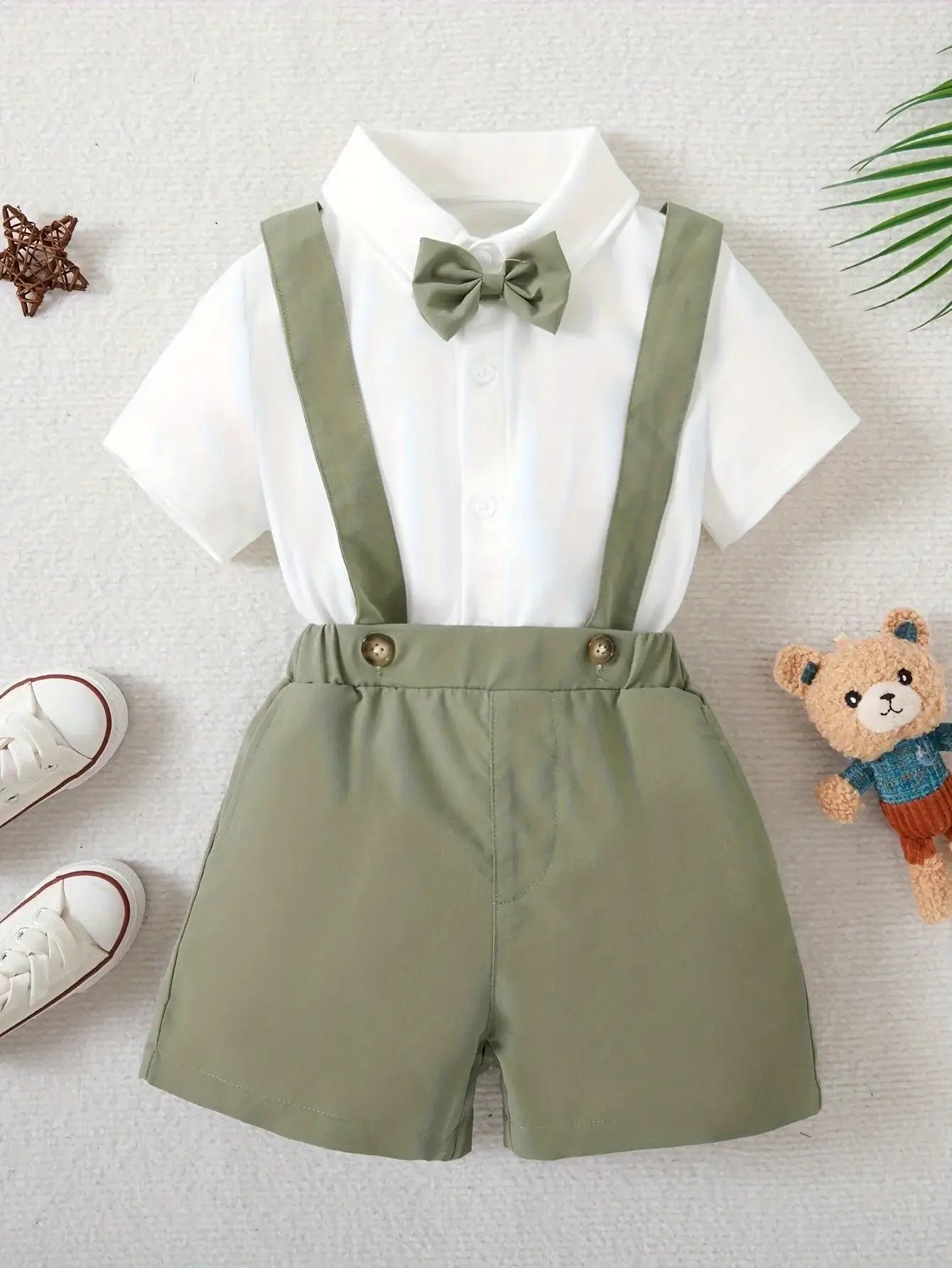 Boys Summer Set Bow Short Sleeved Shirt &amp; Shorts