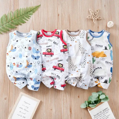 Newborn Clothing Cute Cartoon Animal Print Rompers