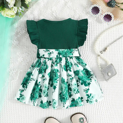 Cute Butterfly Sleeve Dress for Kids - KAYDEA